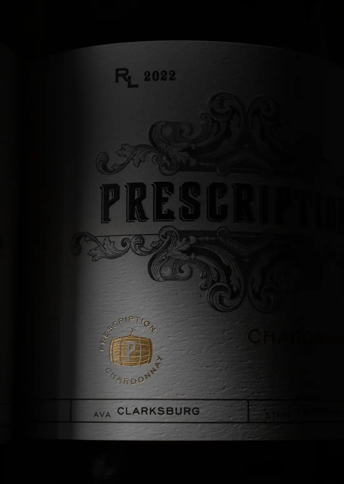 Prescription Chardonnay label close up