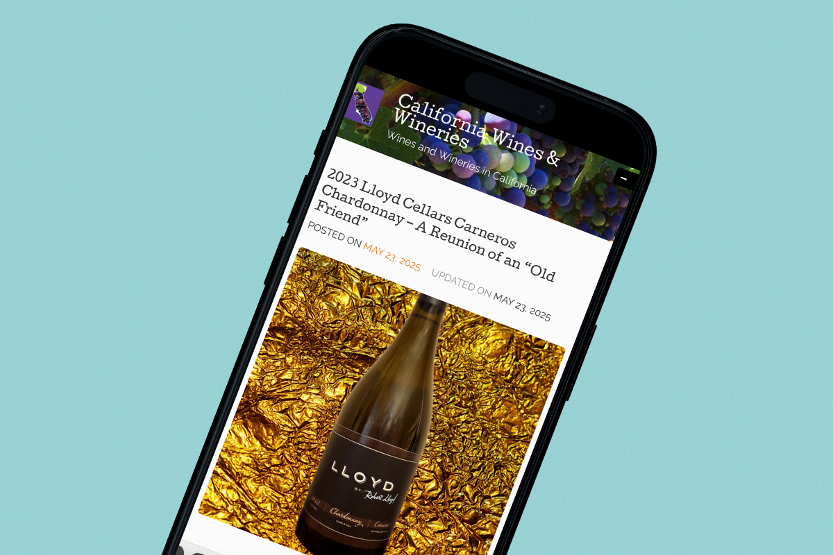 Lloyd by Robert Lloyd Carneros Chardonnay Shines in Recent Feature