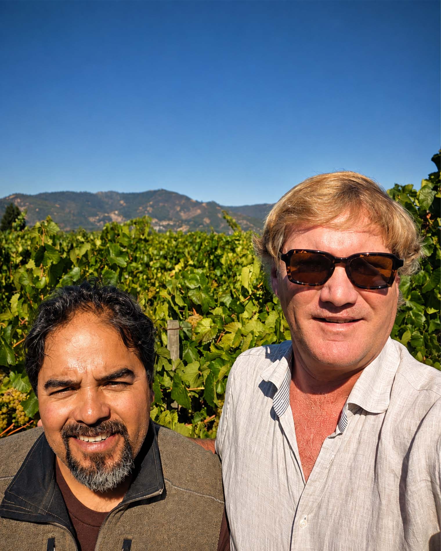 Rob Lloyd and assistant winemaker Bernardo Munoz at Ruddick Ranch, Mendocino